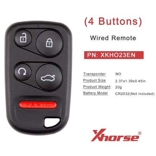 XHORSE XKHO23EN BEN.T Style Wired Remote 4 Buttons Second Generation Universal Remote 5PCS