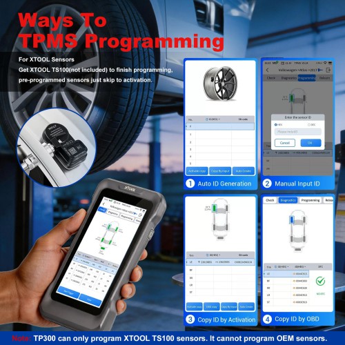 XTOOL TP300 Handheld Automotive TPMS Diagnostic Tool, Supports 8 Special Functions, 5 Systems Diagnoses, 22 Kinds of Language