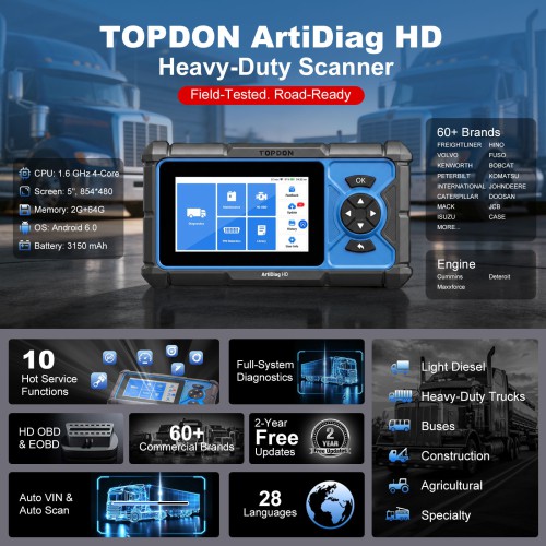 TOPDON Artidiag HD  Heavy-Duty Scan Tool Service Functions
