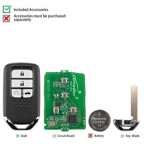 Lonsdor HD30-03 HD30 Smart Key 4 Buttons for Honda Supports ID46 ID47 ID4A