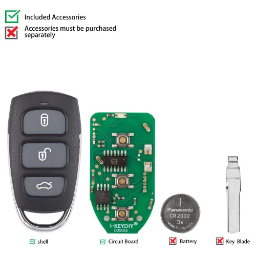 KEYDIY KD B20-3 Universal Remote Key 3 Buttons for Hyundai Azera Type 5PCS