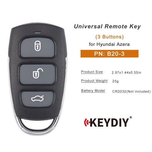 KEYDIY KD B20-3 Universal Remote Key 3 Buttons for Hyundai Azera Type 5PCS