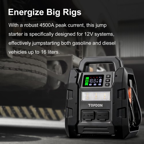 TOPDON V4500 Plus 2-in-1 4500 Peak Amp Jump Starter & Battery/System Tester