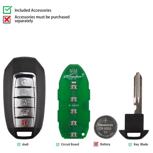 Lonsdor NS30-22NS30 for Nissan/Infiniti Smart Key 5 Buttons Supports ID46 ID47 ID4A