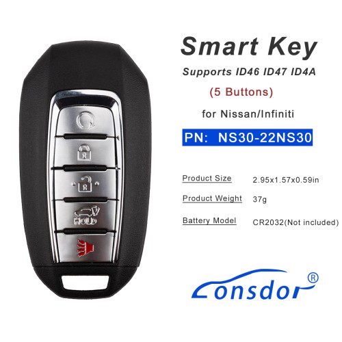 Lonsdor NS30-22NS30 for Nissan/Infiniti Smart Key 5 Buttons Supports ID46 ID47 ID4A
