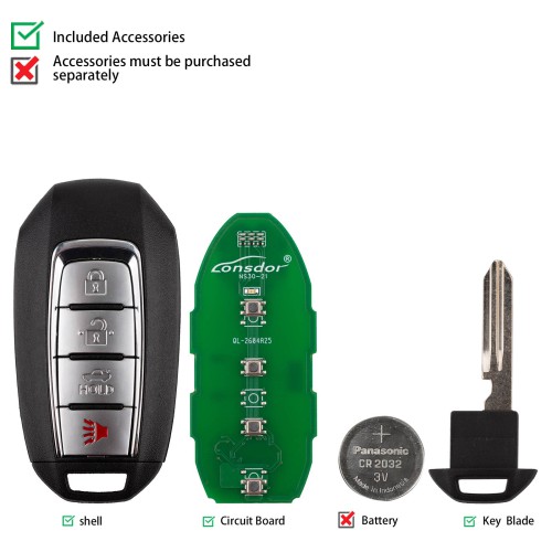 Lonsdor NS30-21NS30 for Nissan/Infiniti Smart Key 4 Buttons Supports ID46 ID47 ID4A