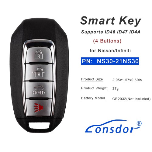Lonsdor NS30-21NS30 for Nissan/Infiniti Smart Key 4 Buttons Supports ID46 ID47 ID4A