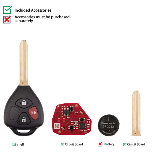 XHORSE XKTO24EN for Toyota Models Right 3 Buttons Triangle Second Generation Wired Remote 5PCS
