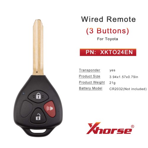 XHORSE XKTO24EN for Toyota Models Right 3 Buttons Triangle Second Generation Wired Remote 5PCS
