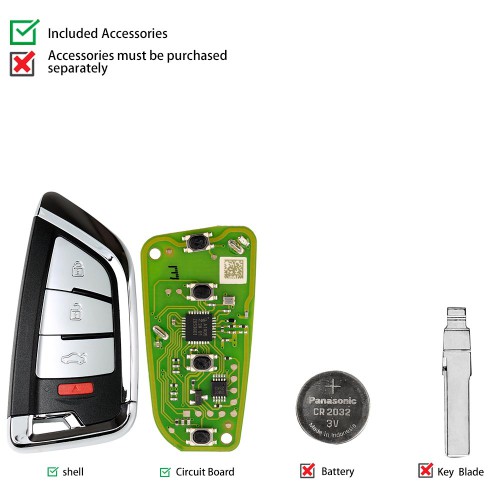 XHORSE XSKF20EN Knife Style Universal XS Series Smarty Remote With 4 Buttons for VVDI Key Tool VVDI2 5PCS