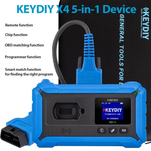 KEYDIY KD-X4 5-in-1 Key Programmer Combines KD Max, KD Mate and KD Mini Prog Supports MQB MLB BMW BDC2 BDC3 IMMO Free Send DB25 cable