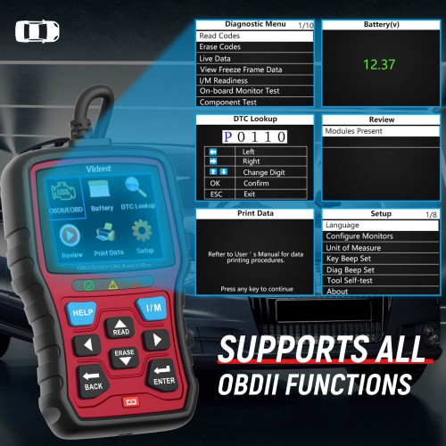 VIDENT iEasy310 Pro(Red) Enhanced OBD2 Automotive Scanner Professional OBDII Code Reader Engine Fault Scan Tool Car Diagnostic Tool