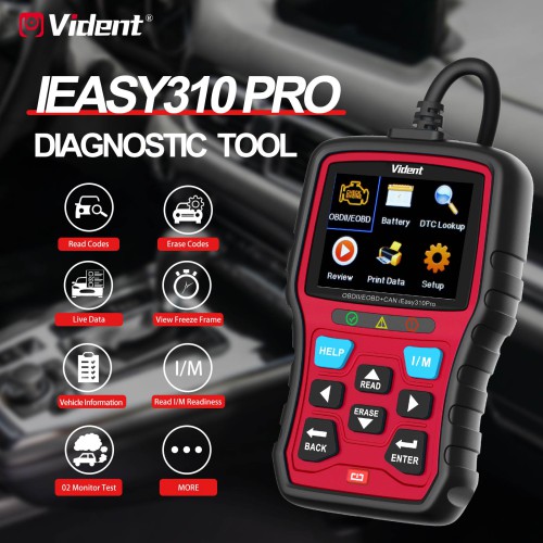 VIDENT iEasy310 Pro(Red) Enhanced OBD2 Automotive Scanner Professional OBDII Code Reader Engine Fault Scan Tool Car Diagnostic Tool