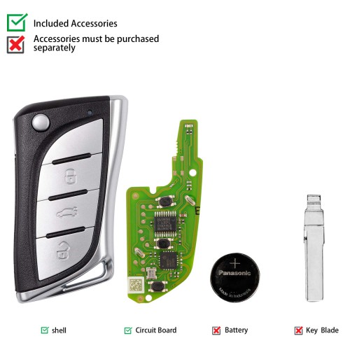 XHORSE XNLEX0EN Universal Wireless Remote Key 3 Buttons for Lexus 5pcs/Lot
