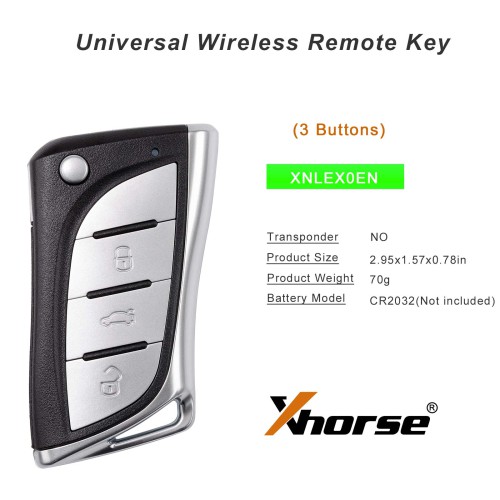 XHORSE XNLEX0EN Universal Wireless Remote Key 3 Buttons for Lexus 5pcs/Lot