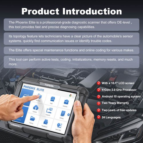TOPDON Phoenix Elite OE-Level Scan Tool, Cloud-Based Programming, CANFD