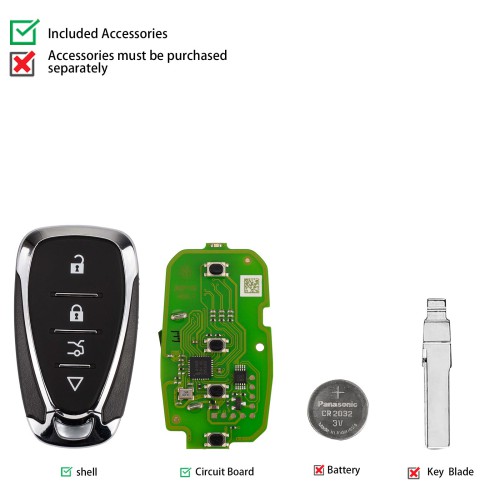 XHORSE XSCLN1EN for Chevrolet Style Second Generation Universal Remote Key 4 Buttons