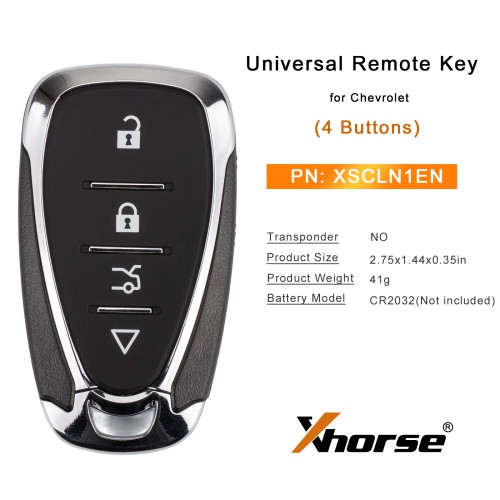 XHORSE XSCLN1EN for Chevrolet Style Second Generation Universal Remote Key 4 Buttons