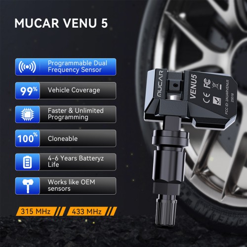 THINKCAR MUCAR VENU5 Tire Pressure Sensors Support 315MHz & 433MHz Dual Frequency 4PCS/Set.