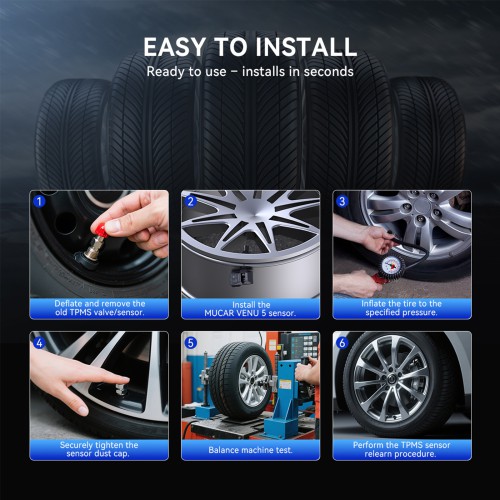 THINKCAR MUCAR VENU5 Tire Pressure Sensors Support 315MHz & 433MHz Dual Frequency 4PCS/Set.