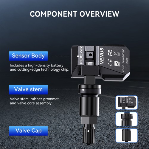 THINKCAR MUCAR VENU5 Tire Pressure Sensors Support 315MHz & 433MHz Dual Frequency 4PCS/Set.