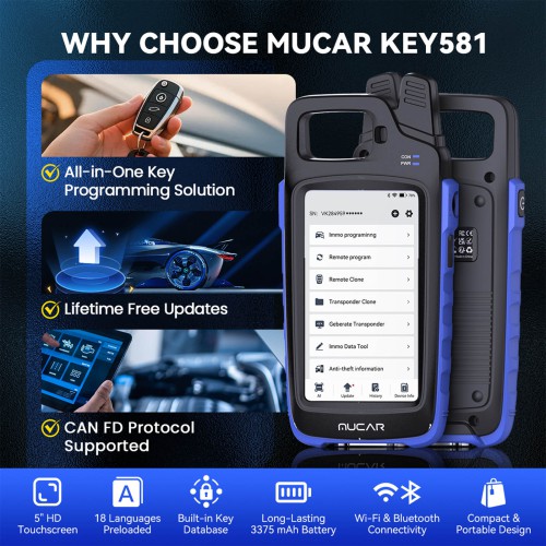 THINKCAR MUCAR KEY581 Key Programmer ALL-IN-ONE Professional Key Programming & OBDⅡ Diagnostic Tool