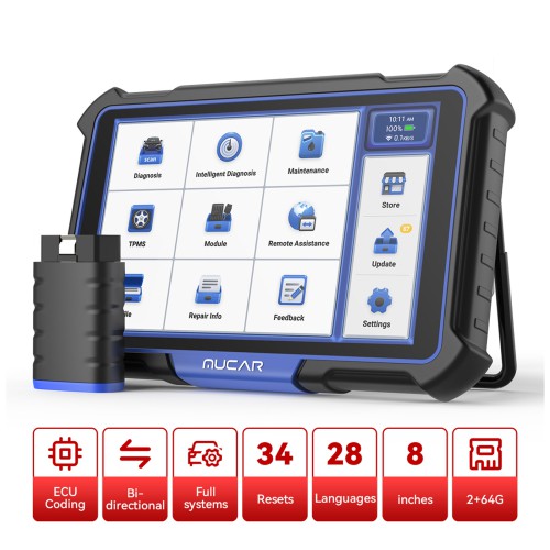 THINKCAR MUCAR VO8 Support 34+ Maintenance Functions,ECU Coding & OE-level Full System Diagnostic, Auto VIN, with 9450mAh Battery & 8MP Camera