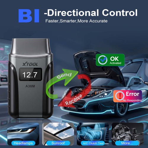 XTOOL A30M OBD2 Car Code Reader Diagnostic Tool Supports 26 Special Functions Full System Diagnostic Bi-directional Control