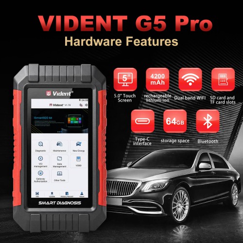 VIDENT G5 Pro Supports 13 Special Functions, CAN FD, DoIP Protocols, Automatic VIN Identification, Bluettooth & WIFI, Lifetime Free Update