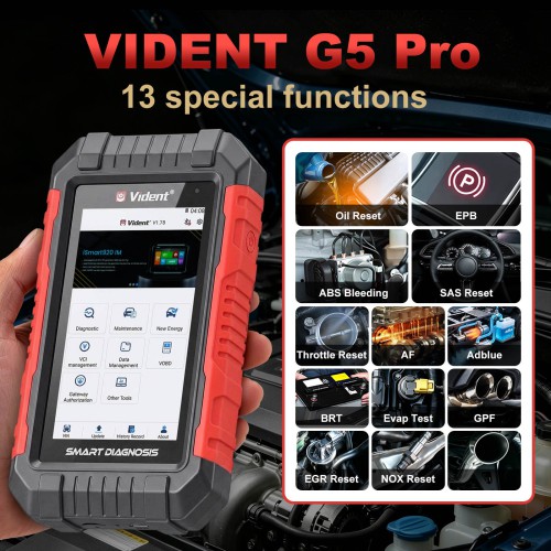 VIDENT G5 Pro Supports 13 Special Functions, CAN FD, DoIP Protocols, Automatic VIN Identification, Bluettooth & WIFI, Lifetime Free Update