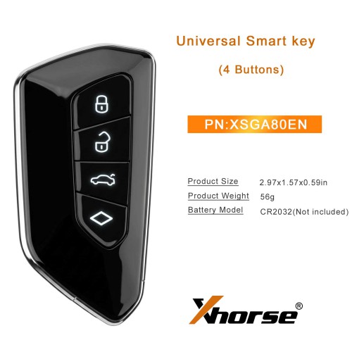 Xhorse XSGA80EN V-W Style 4-Button Universal XM38 Smart Remote Key 5PCS