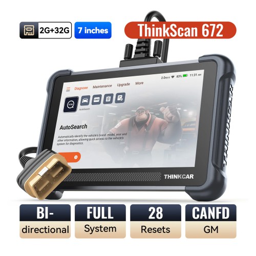 THINKSCAN 672 Diagnostic Scanner Supports CAN-FD Protocol, 28+ Languages, 28+ Reset Functions, IMMO Key Matching