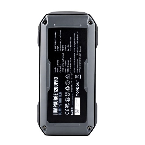 TOPDON JumpSurge JS1200Pro 1800 Peak Amp Battery Jumpstarter, Power Bank & Flashlight