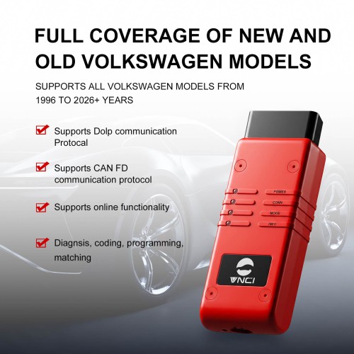 VNCI 6154B for VW & for AUDI Diagnostic Tool, Supports CAN FD/ DolP Protocol,  2.4GHz & 5GHz Network