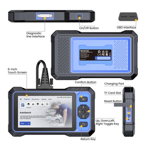 THINKCAR MUCAR 682 AI Intelligent Diagnostic Scanner, Supports CAN FD & FCA AutoAuth, 20+ Reset Functions, OE-level Full System Diagnostics