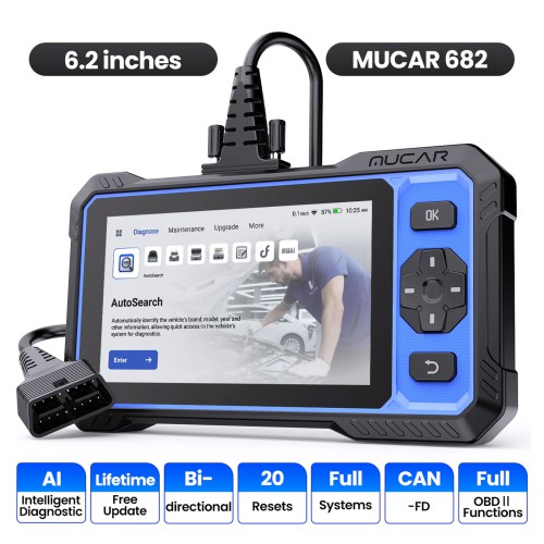 THINKCAR MUCAR 682 AI Intelligent Diagnostic Scanner, Supports CAN FD & FCA AutoAuth, 20+ Reset Functions, OE-level Full System Diagnostics
