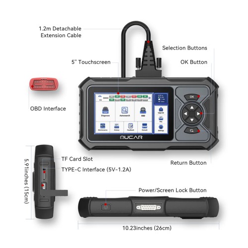 THINKCAR MUCAR CDE900 LITE Full System Diagnostic Scanner, Supports Full OBD2 Function, 21 + Languages, Choose Any 5 Functions from 28 Reset Services