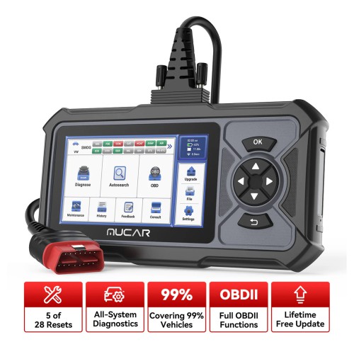 THINKCAR MUCAR CDE900 LITE Full System Diagnostic Scanner, Supports Full OBD2 Function, 21 + Languages, Choose Any 5 Functions from 28 Reset Services