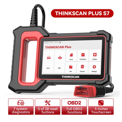 THINKCAR THINKSCAN PLUS S7 Diagnostic Scanner Supports 7 Systems Diagnoses, Full OBD2 Functions, Choose Any 5 Functions from 28 Reset Services