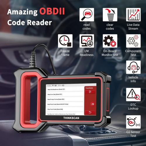 THINKCAR THINKSCAN PLUS S7 Diagnostic Scanner Supports 7 Systems Diagnoses, Full OBD2 Functions, Choose Any 5 Functions from 28 Reset Services