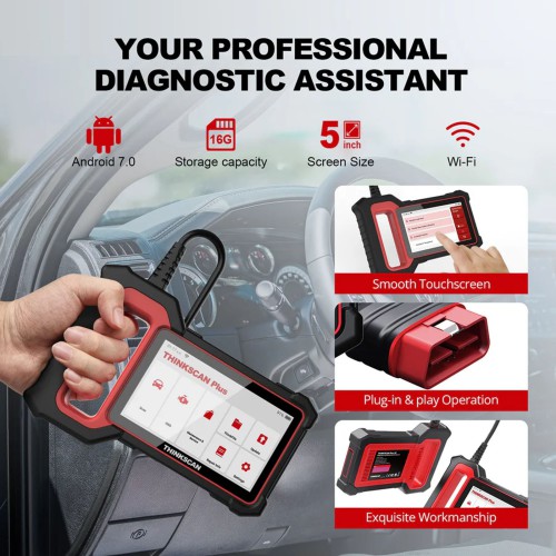 THINKCAR THINKSCAN PLUS S7 Diagnostic Scanner Supports 7 Systems Diagnoses, Full OBD2 Functions, Choose Any 5 Functions from 28 Reset Services