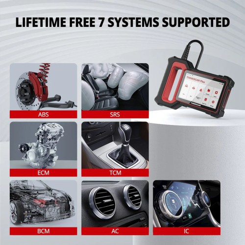 THINKCAR THINKSCAN PLUS S7 Diagnostic Scanner Supports 7 Systems Diagnoses, Full OBD2 Functions, Choose Any 5 Functions from 28 Reset Services