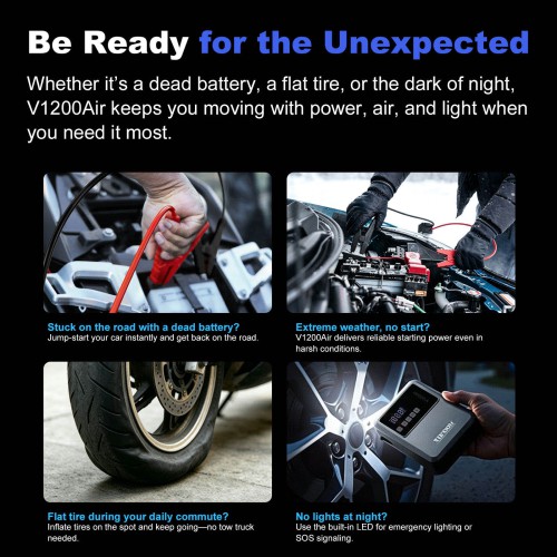TOPDON V1200AIR 2-in-1 1200 Peak Amp Jump Starter & Tire Inflator