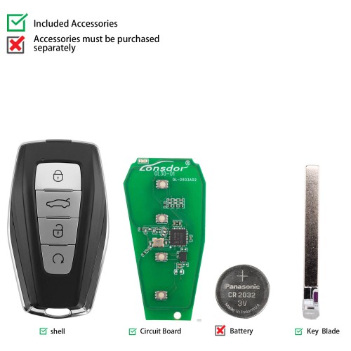 LONSDOR GL30-01 Remote Key 4 Buttons Supports ID46 ID47 ID4A 315MHz 433MHz for GEELY