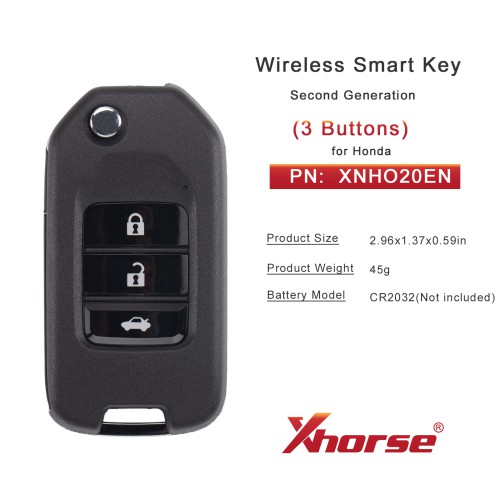 XHORSE XNHO20EN C081-13 for Honda Second Generation Wireless Smart Key 3 Buttons 5PCS