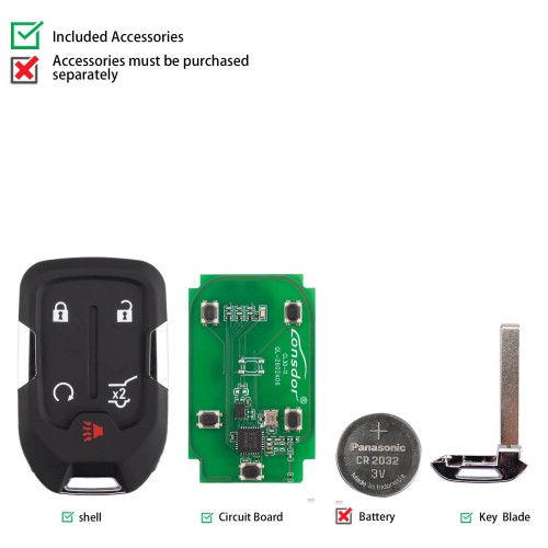 LONSDOR CL30-15 Remote Key 5 Buttons Supports ID46 ID49 ID4A 315MHz 433.92MHZ for Chevrolet