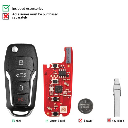 XHORSE XEFO21EN FOR.D Style Second Generation Super Remote Flip 4 Buttons 5PCS