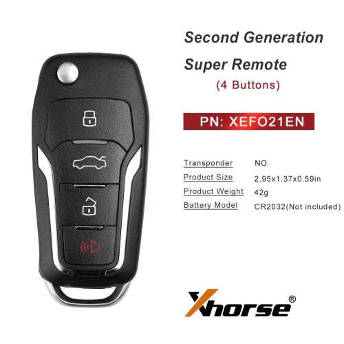 XHORSE XEFO21EN FOR.D Style Second Generation Super Remote Flip 4 Buttons 5PCS