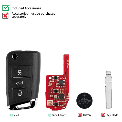 XHORSE XEDM24EN Second Generation Super Remote MQB Style 3 Buttons 5PCS