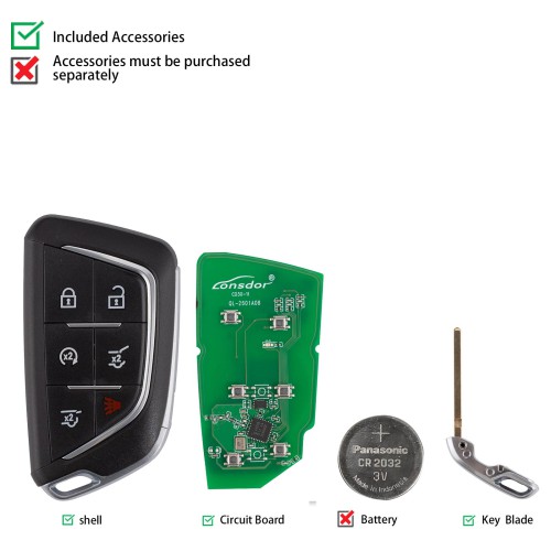 LONSDOR CD30-13 Remote Key 6 Buttons Supports ID46 ID49 ID4A 315MHz 433.92MHz for Cadillac